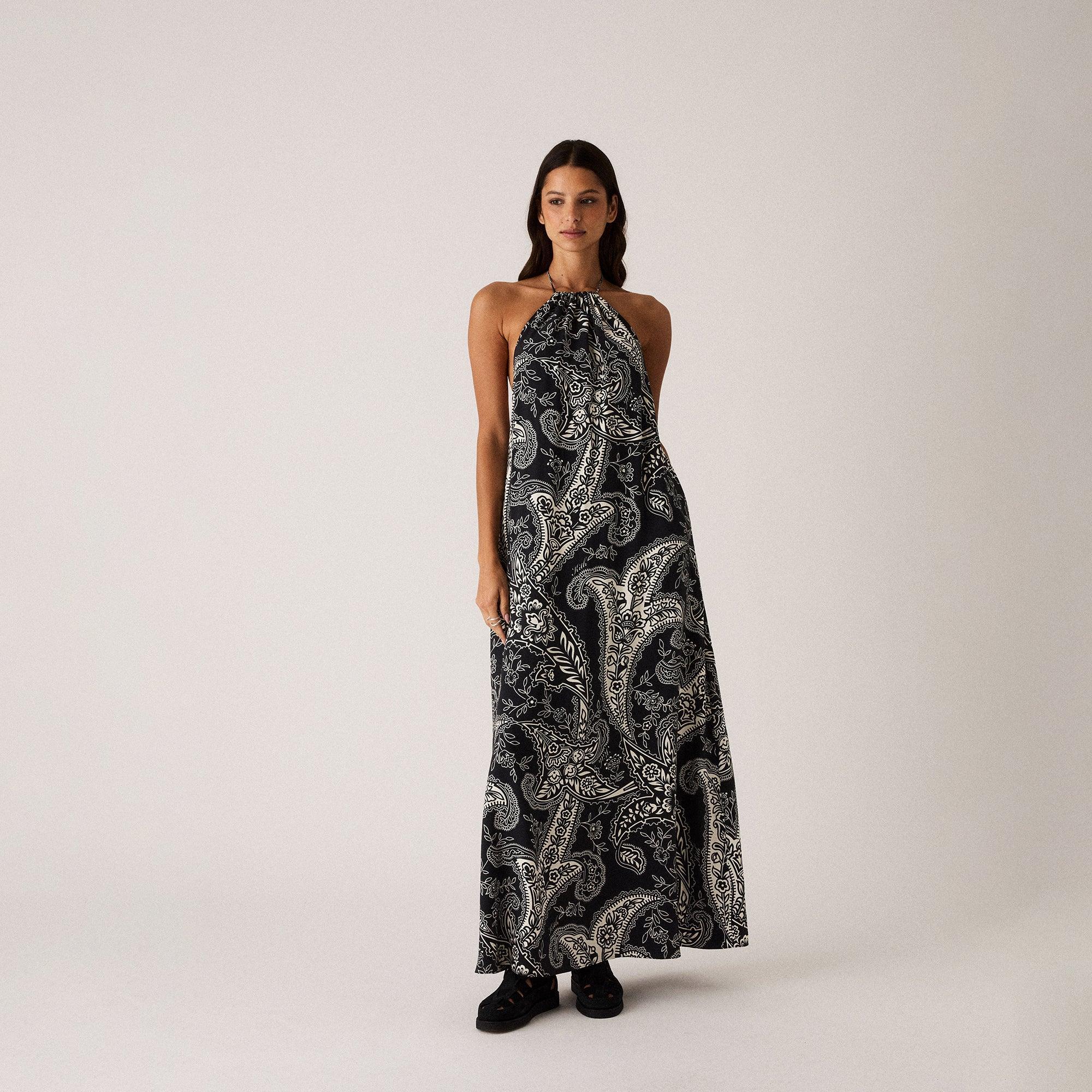 Kith Women Myra Paisley Halter Dress - Black Female Product Image