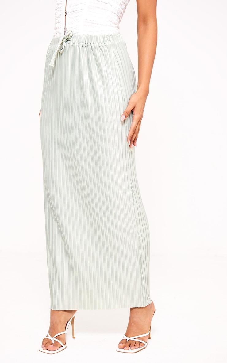 Sage Green Plisse Flowy Maxi Skirt Product Image