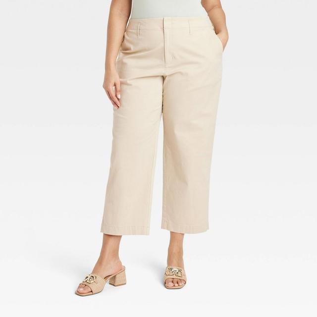 Womens High-Rise Straight Ankle Chino Pants - A New Day Tan 24 Product Image