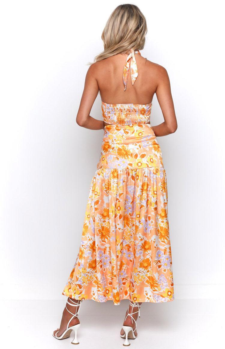 Juniper Orange Floral Maxi Skirt Product Image