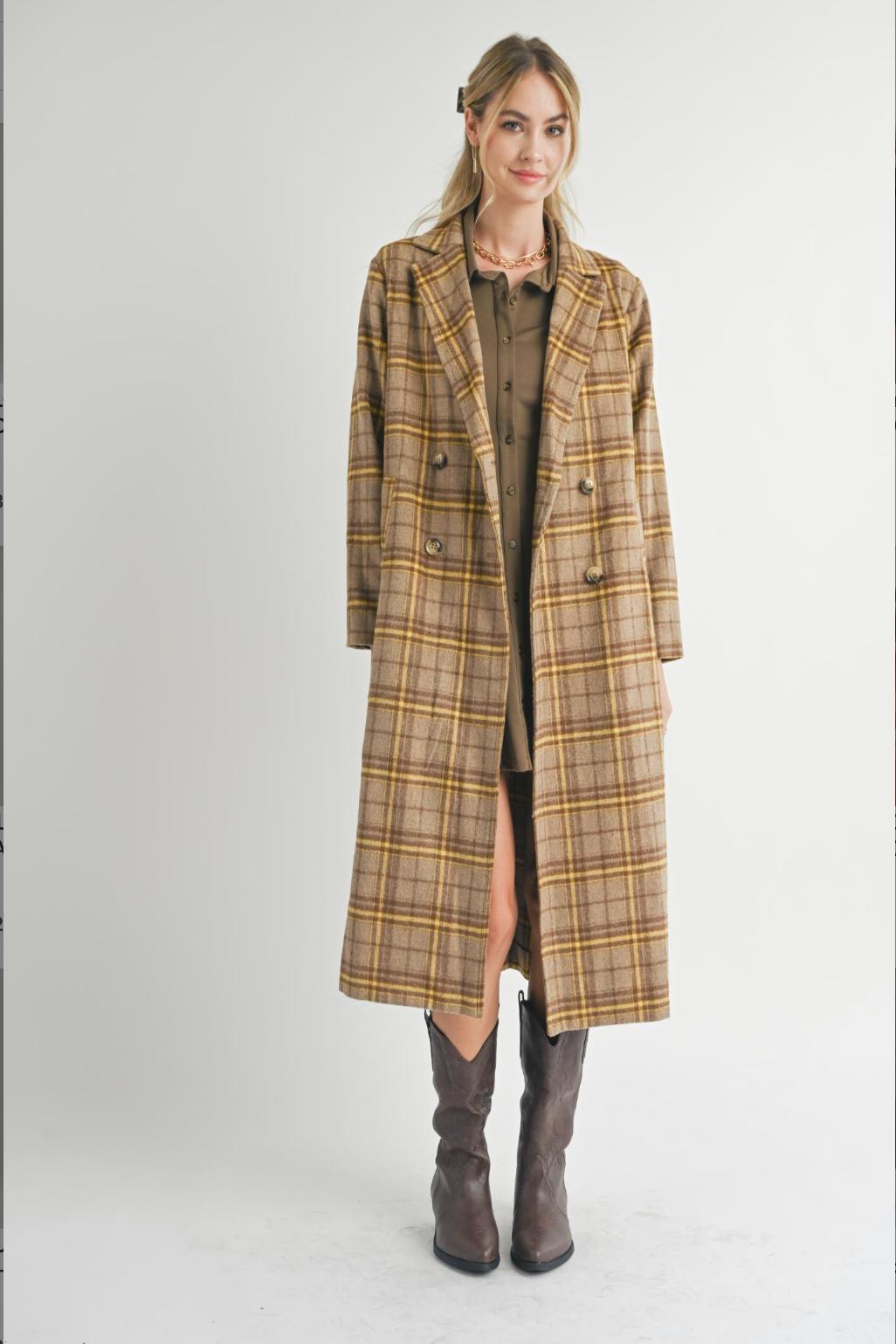 Jenny Long Plaid Coat Product Image