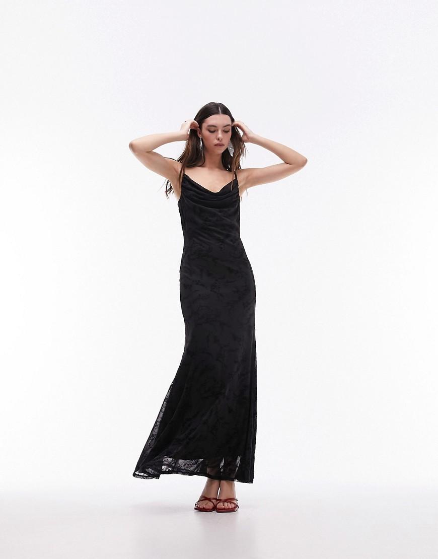 Topshop cowl neck jacquard maxi slip dress Product Image