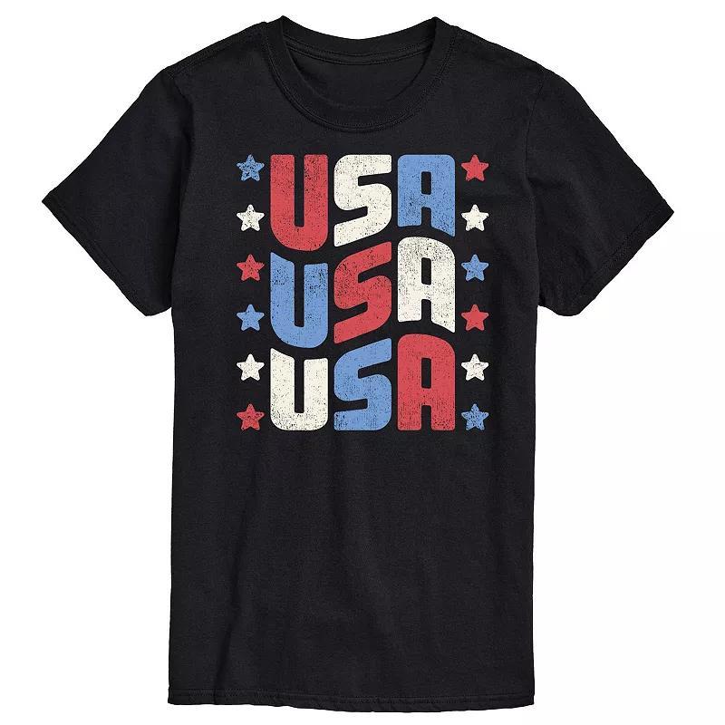 Mens USA Stacked Graphic Tee. Grey Blue Product Image