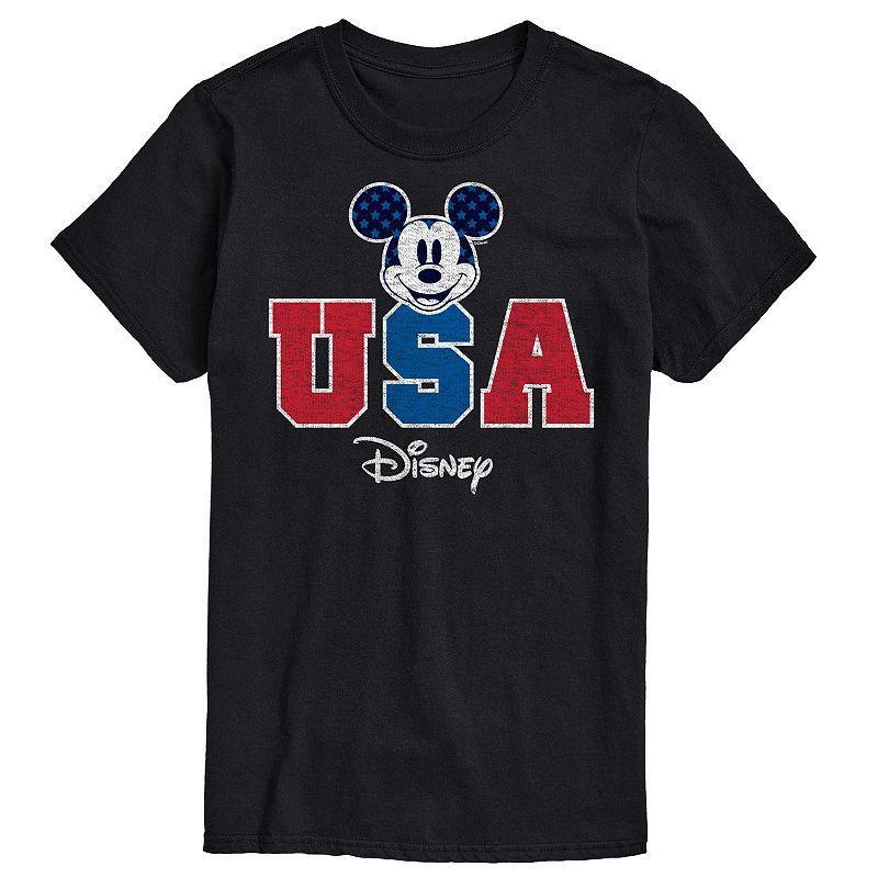 Disneys Mickey Mouse Big & Tall USA Graphic Tee, Mens Med Grey Product Image