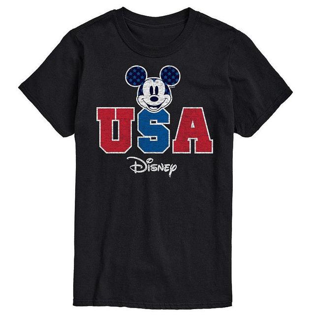 Disneys Mickey Mouse Big & Tall USA Graphic Tee, Mens Med Grey Product Image