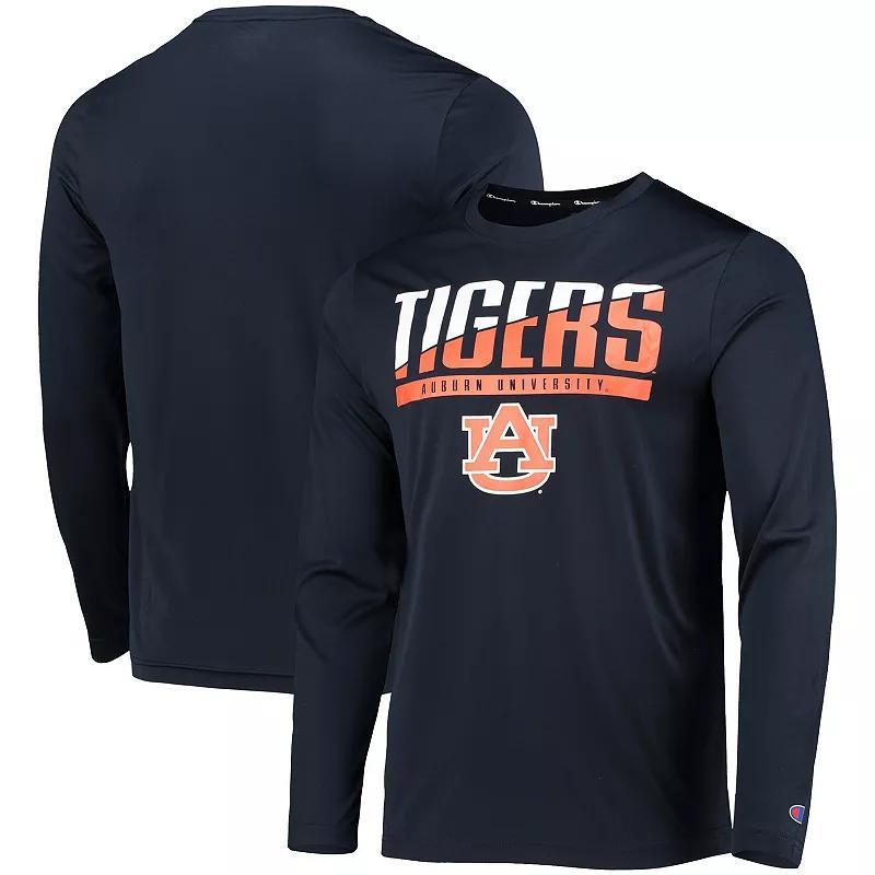 Mens Champion Navy Auburn Tigers Wordmark Slash Long Sleeve T-shirt Product Image