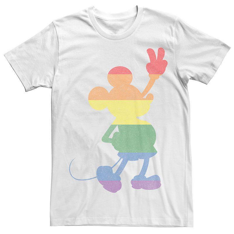 Disneys Mickey & Friends Pride Rainbow Stripe Mickey Adult Tee, Mens Product Image