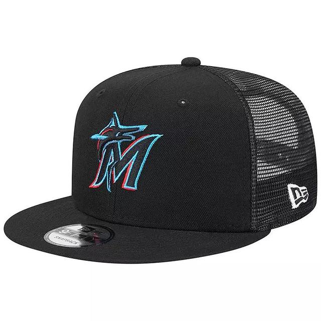 Mens New Era Miami Marlins Team Color Trucker 9FIFTY Snapback Hat Product Image