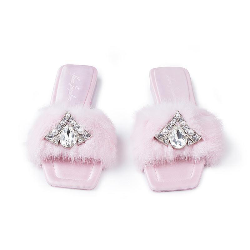 Chantal Fur Sandals (Pink) (Final Sale) Product Image