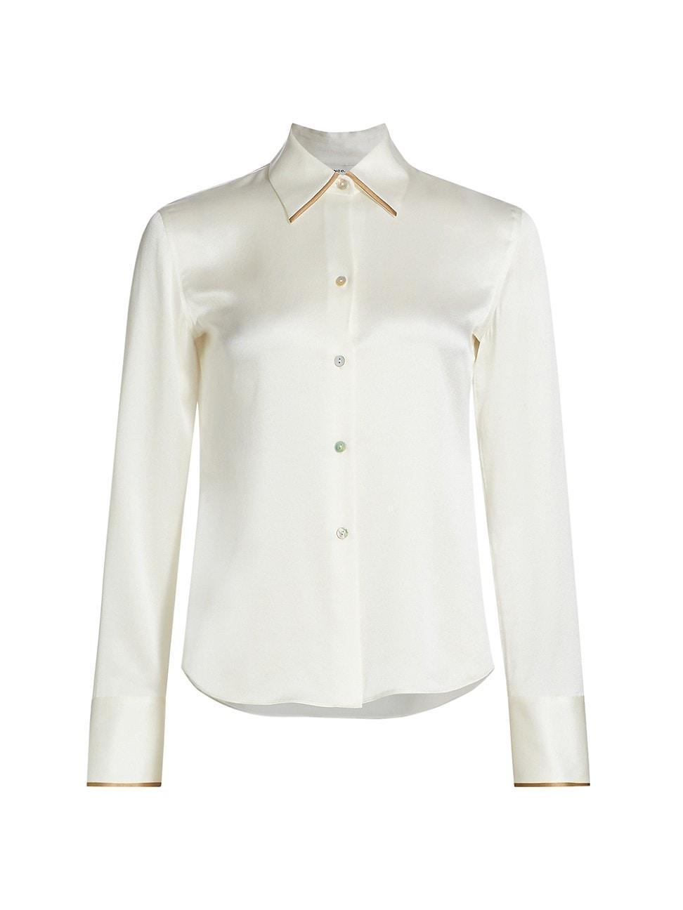 Womens Tipped Satin Silk Shirt product image