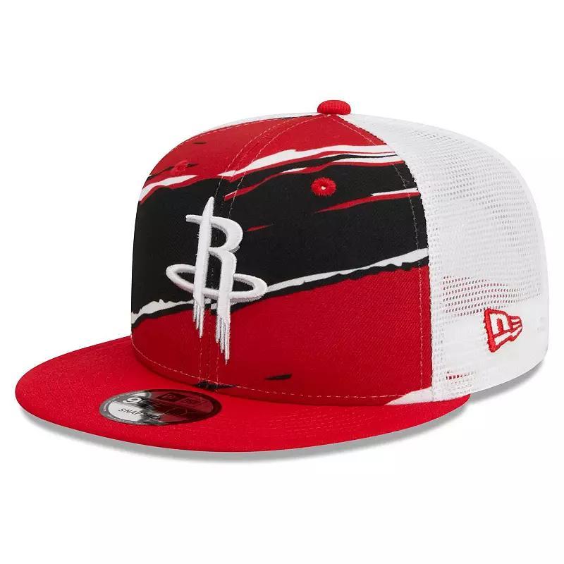 Mens New Era /White Houston Rockets Tear Trucker 9FIFTY Adjustable Hat Product Image