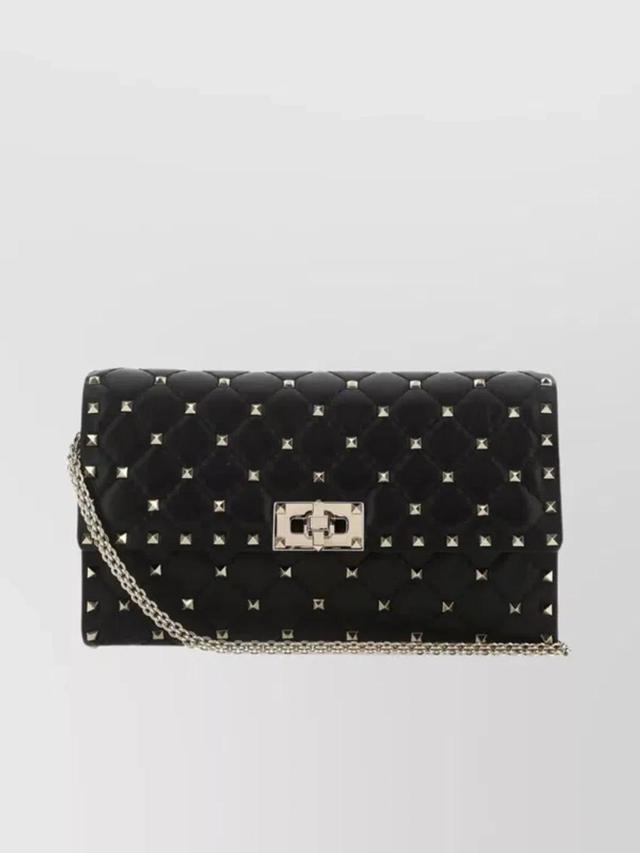 Nappa Leather Quilted Spike Clutch In Black Product Image