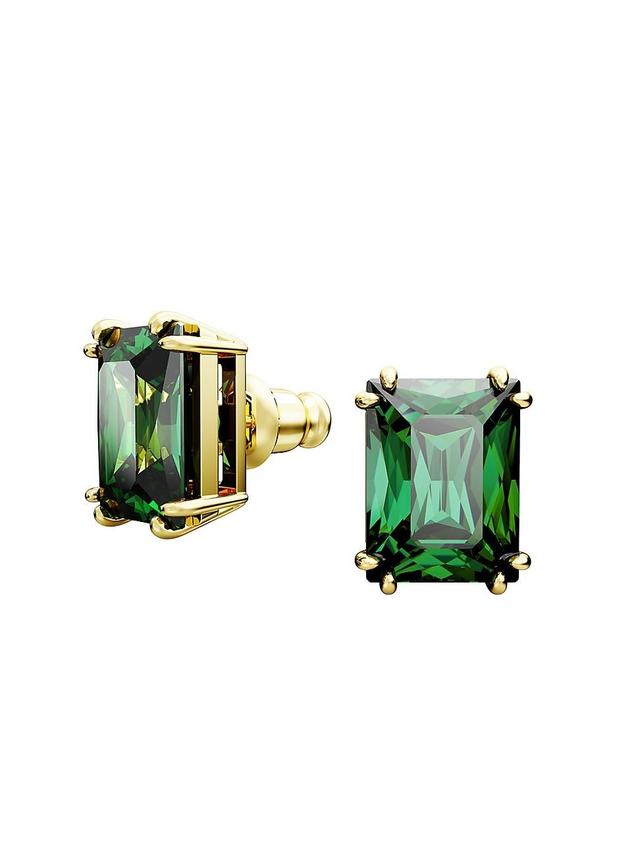 Swarovski Matrix Green Rectangle Stud Earrings in Gold Tone Product Image