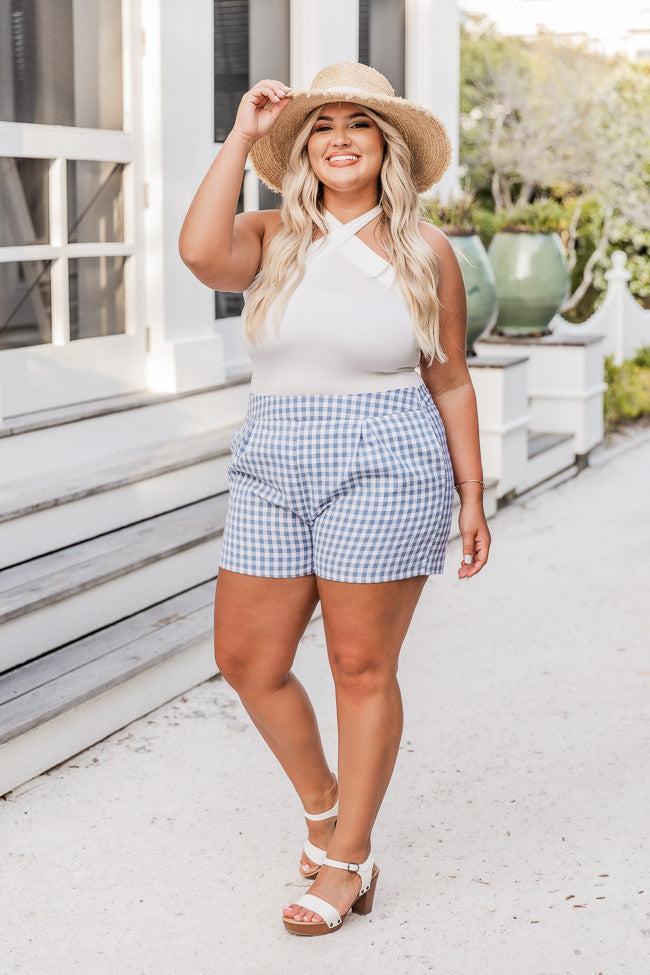 Conscious Reason Blue Gingham Shorts FINAL SALE Product Image