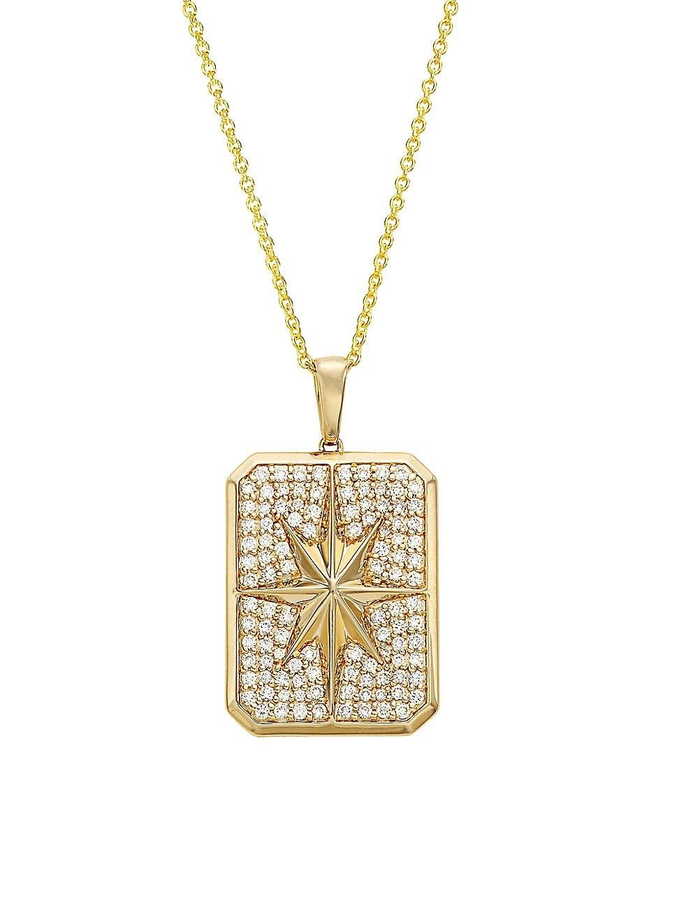 Womens 14K Yellow Gold & 1.18 TCW Diamond Starburst Pendant Necklace Product Image