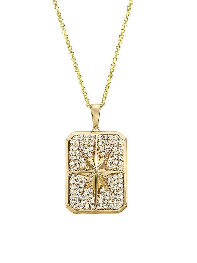 Womens 14K Yellow Gold & 1.18 TCW Diamond Starburst Pendant Necklace Product Image