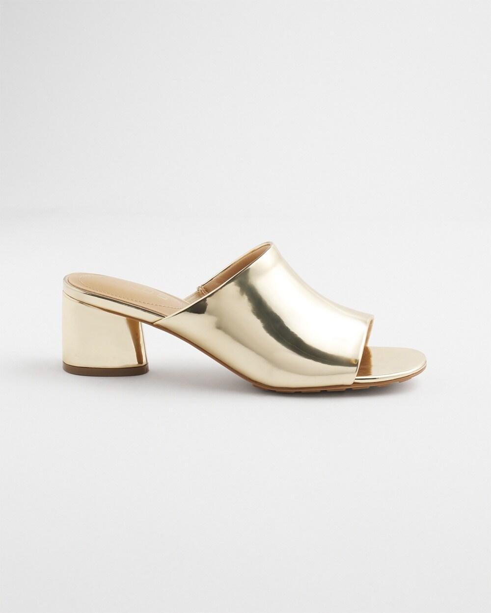 Metallic Faux Leather Mules Product Image