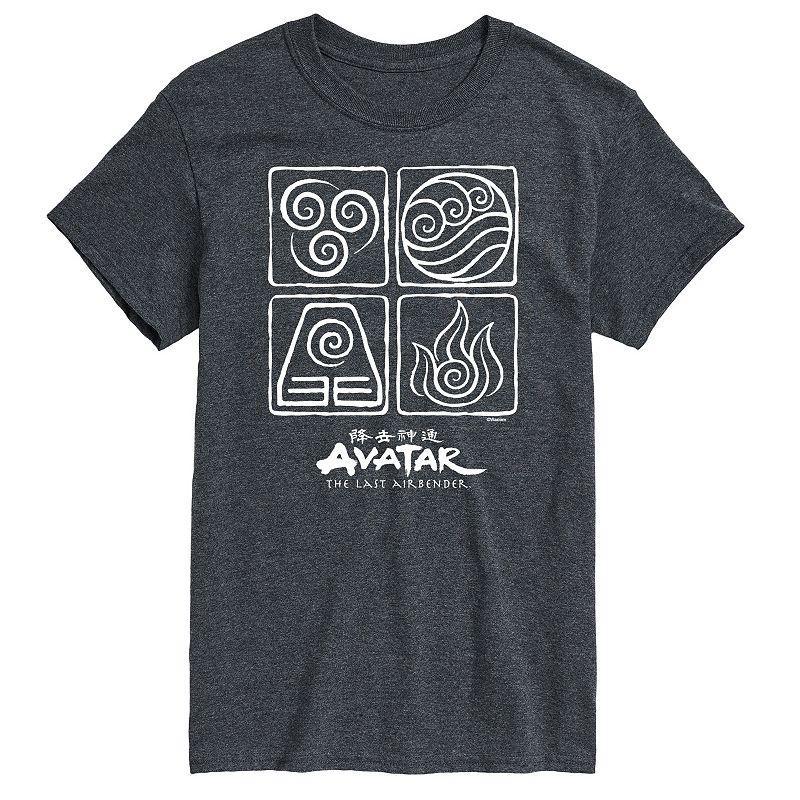 Big & Tall Avatar The Last Airbender Four Elements Graphic Tee, Mens Grey Product Image