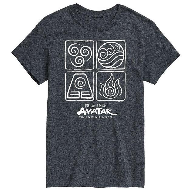 Big & Tall Avatar The Last Airbender Four Elements Graphic Tee, Mens Grey Product Image