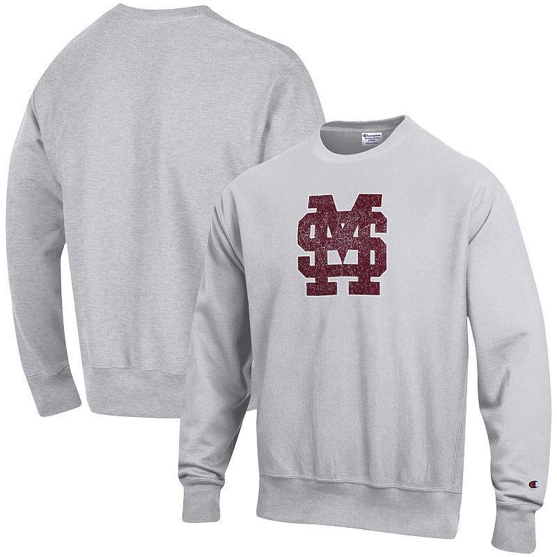 Mens Champion Heathered Gray Mississippi State Bulldogs Vault Logo Reverse Weave Pullover Sweatshirt Product Image