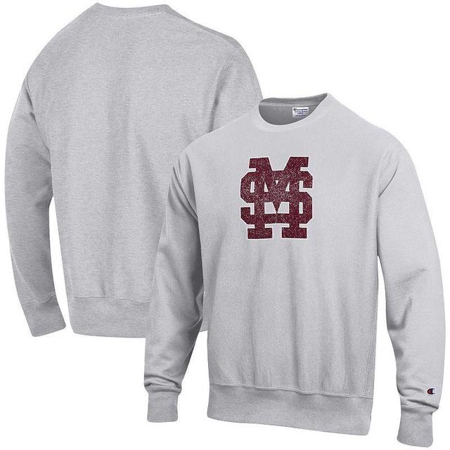 Mens Champion Heathered Gray Mississippi State Bulldogs Vault Logo Reverse Weave Pullover Sweatshirt Product Image