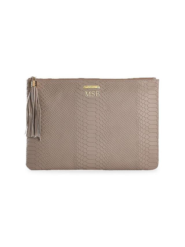 Womens Uber Python-Embossed Leather Clutch Product Image