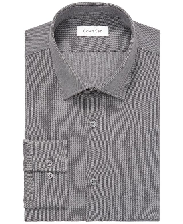 Calvin Klein Mens Refined Cotton Knit Slim Fit Stretch Wrinkle Free Dress Shirt Product Image