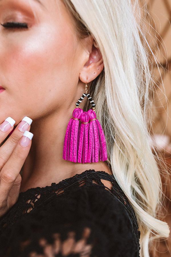 The Havana Tassel Earrings in Hibiscus Product Image