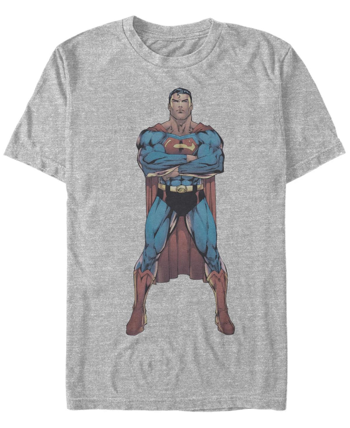 Mens DC Comics Superman Power Stance Comic Poster Tee Athletic Grey Product Image