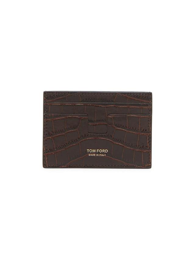 Mens Shiny Croc-Embossed Money Clip Cardholder Product Image