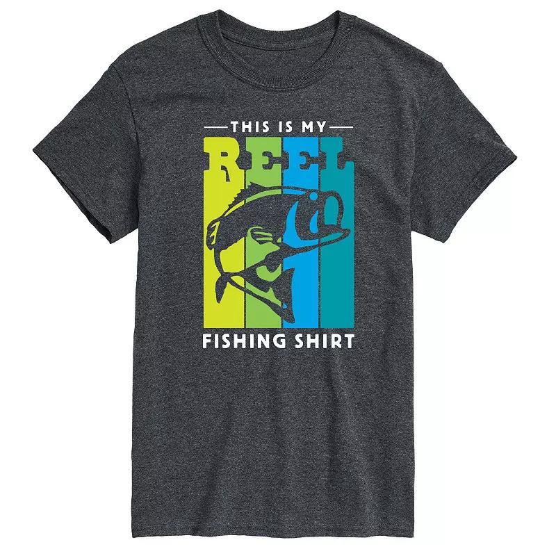 Mens This is My Reel Fishing Shirt Graphic Tee Dark Grey Product Image