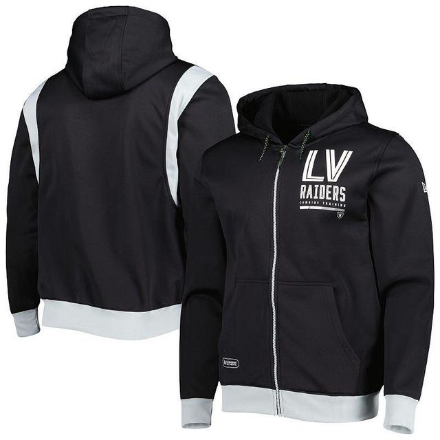 Mens New Era Black Las Vegas Raiders Combine Authentic Drop Back Full-Zip Hoodie Product Image