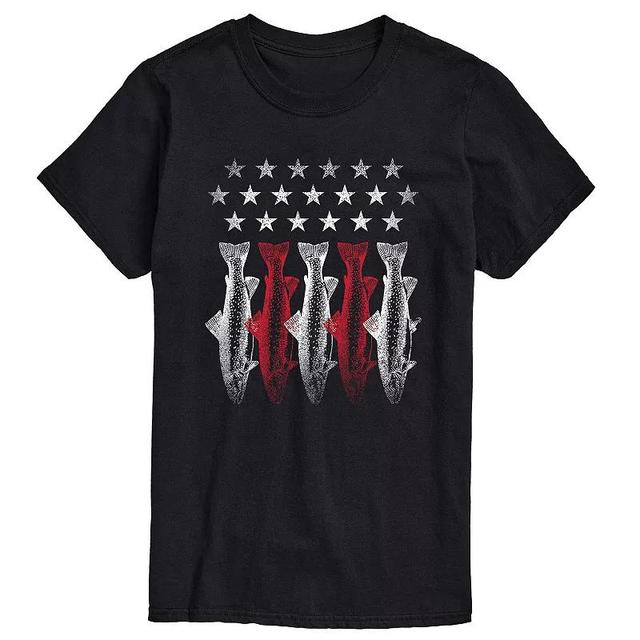 Mens Americana Flag Fish Graphic Tee Black Product Image