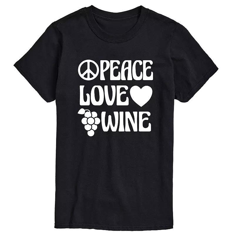 Mens Peace Love Wine Graphic Tee Product Image