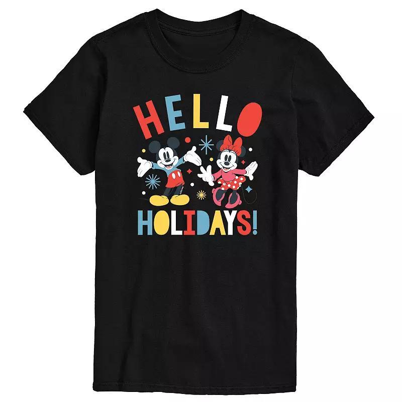 Disneys Mickey & Minnie Mouse Mens Hello Holidays Graphic Tee Product Image