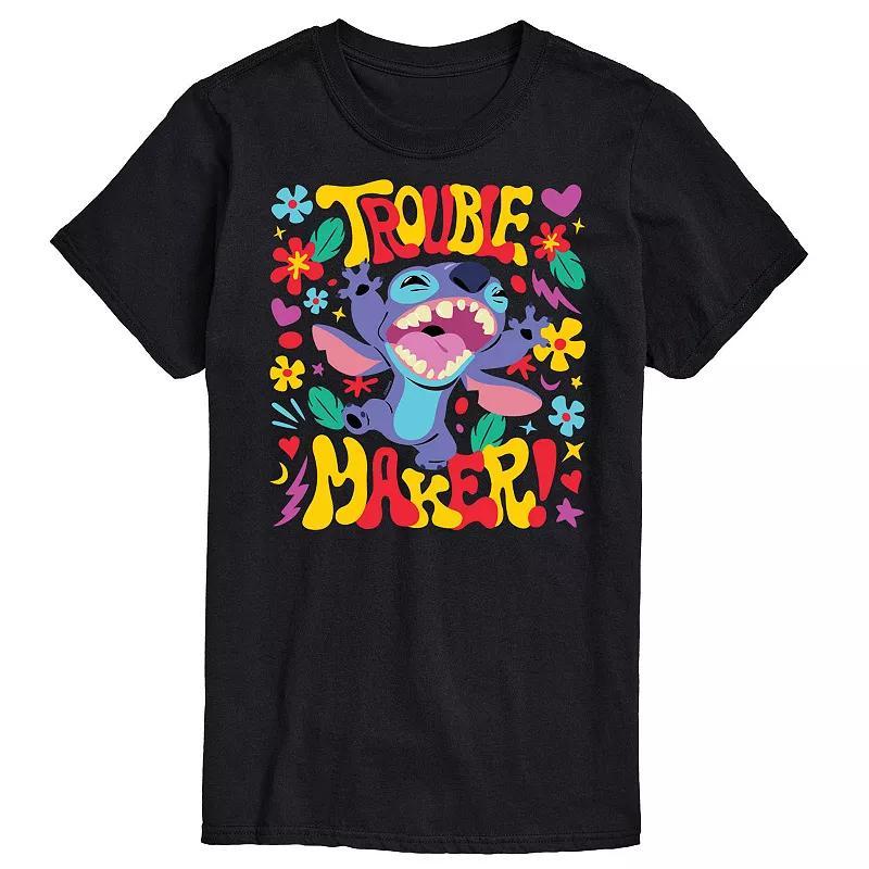 Disneys Lilo & Stitch Big & Tall Trouble Maker Graphic Tee, Mens Blue Product Image