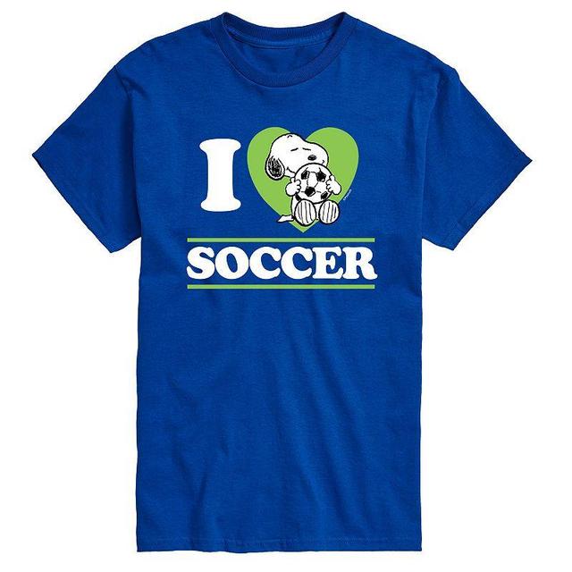 Big & Tall Peanuts I Love Soccer Tee, Mens Med Blue Product Image