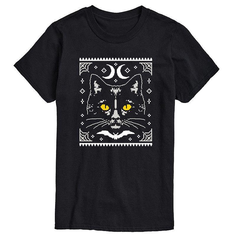 Mens Cat Ugly Sweater Tee Black Product Image