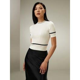 Ribbed Knit Silk Crop Top Product Image