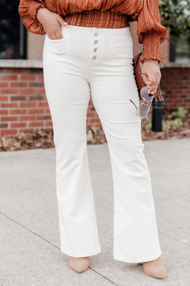 I Can't Forget Cream Button Fly Corduroy Pants Cream Product Image