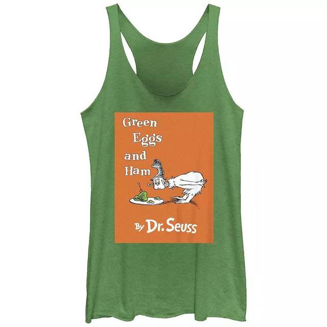 Juniors Dr. Seuss Green Eggs And Ham Book Cover Racerback Tank Top, Girls Product Image