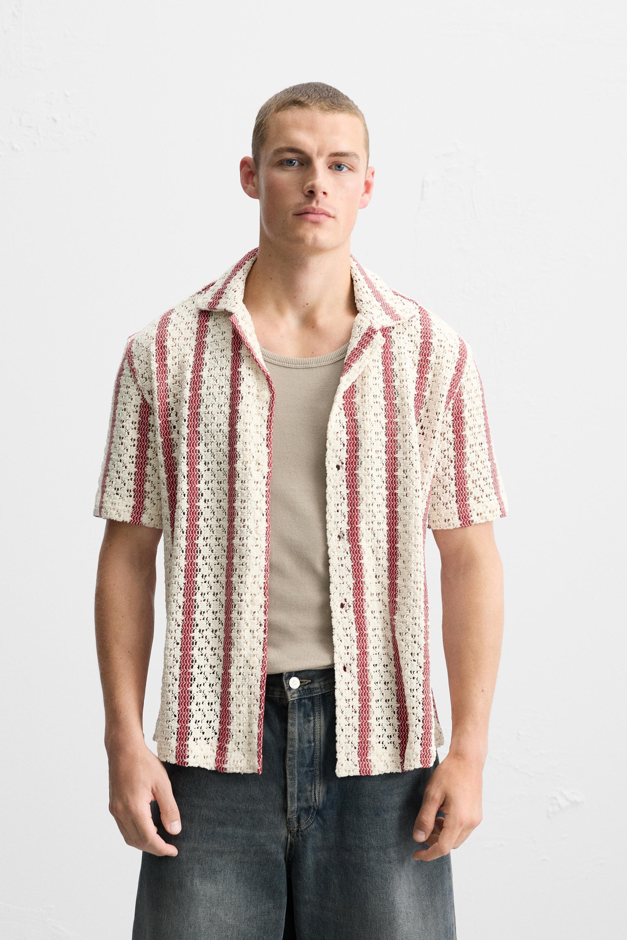 STRIPED CROCHET SHIRT Product Image