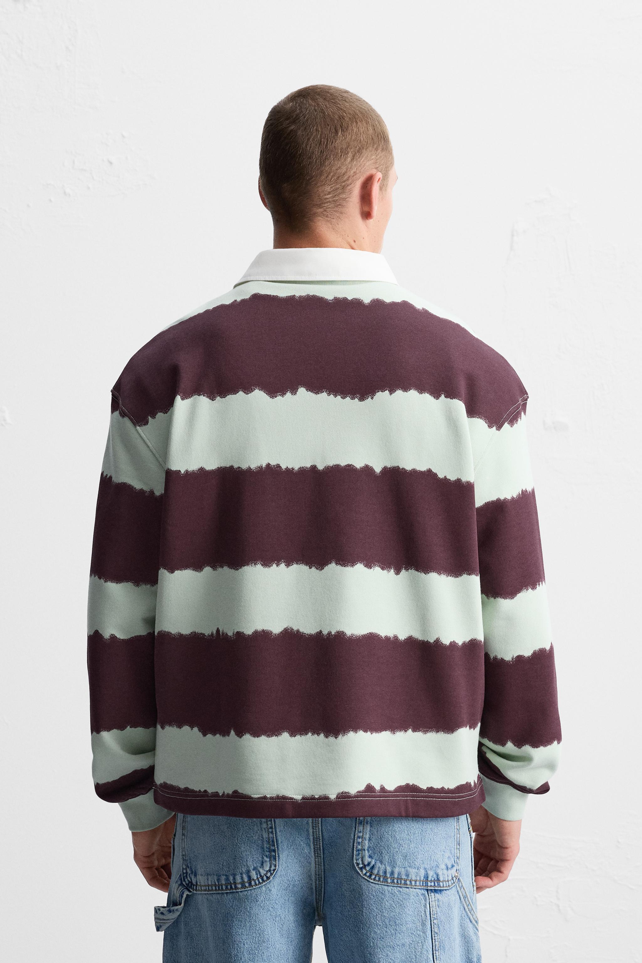 STRIPED TIE-DYE PRINT POLO SHIRT Product Image