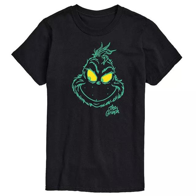 Big & Tall Dr. Seuss The Grinch Face Graphic Tee, Mens Blue Product Image