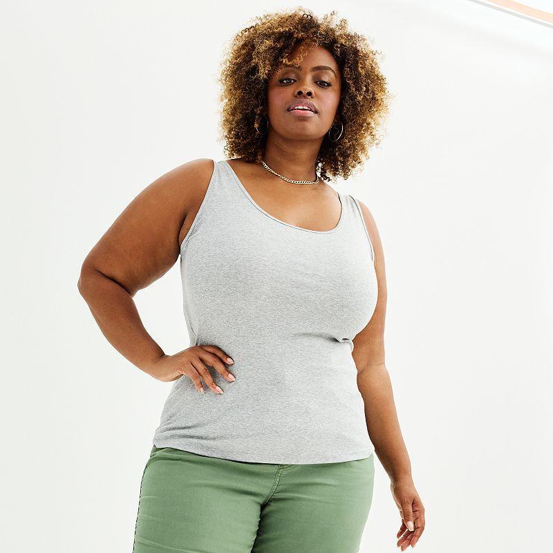 Plus Size Sonoma Goods For Life Everyday Layering Tank, Womens Medium Gray Grey Product Image