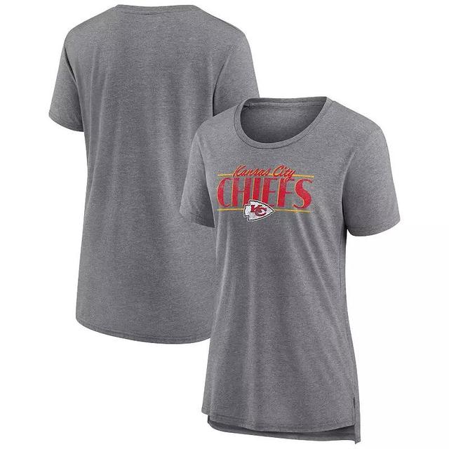 Womens Fanatics Heather Gray Kansas City Chiefs Up the Middle Tri-Blend T-Shirt Product Image