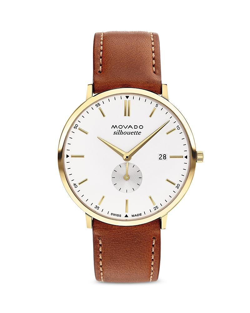 Movado Heritage Silhouette Leather Strap Watch, 40mm Product Image