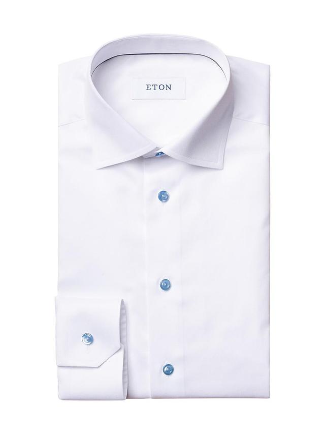 Mens Contemporary-Fit Twill Dress Shirt with Blue Details Product Image