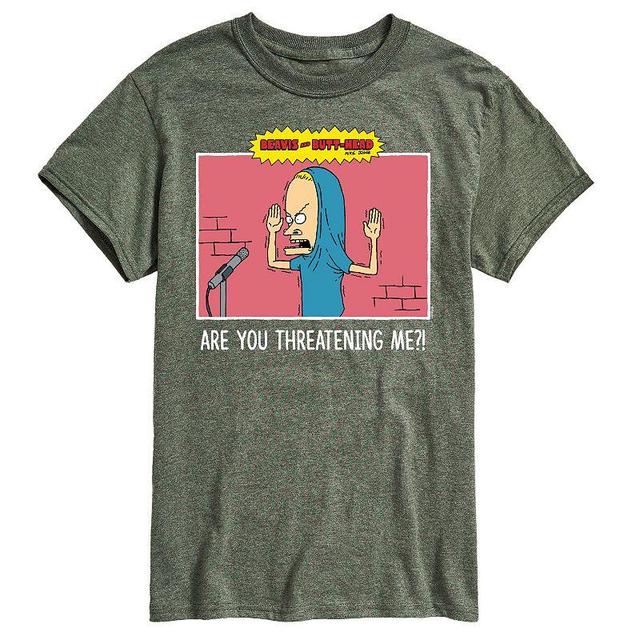 Mens Beavis And Butthead Threatening Me Tee Grey Product Image