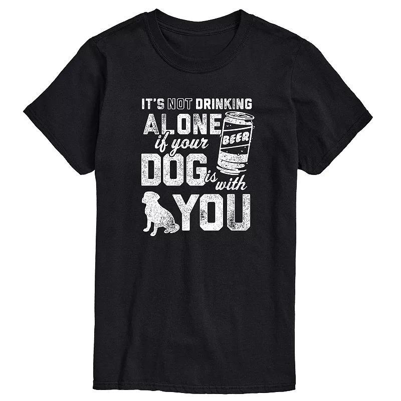 Mens Drinking Alone Dog Graphic Tee Product Image